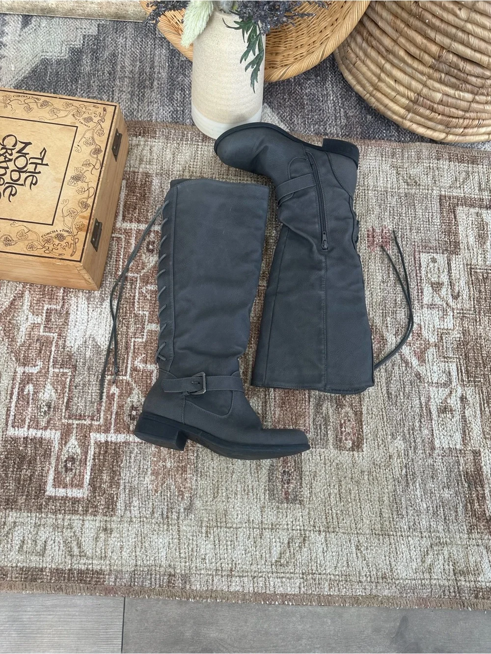 XOXO Women’s Tall Riding Boots Gray Mykie A Boots Size 6M